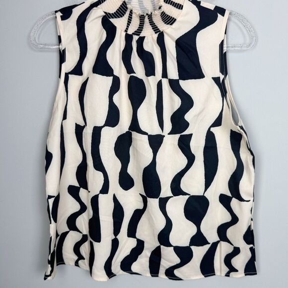 SHEIN | Black & Cream Abstract Swirl Sleeveless High Neck Top Women’s Size Large - Picture 1 of 7